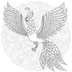   Firebird for anti stress Coloring Page with high details.