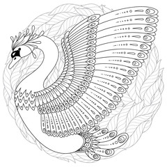 Hand drawn decorated swan.  Image for adult coloring books, pages © photo-nuke