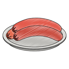 Delicious sausages isolated vector illustration graphic design