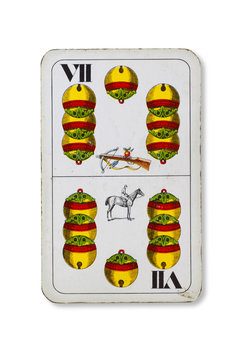 Doppeldeutsche Spielkarte _ Schelle _ Armbrust _ VII