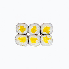 Sushi rolls on a white background. Isolated.