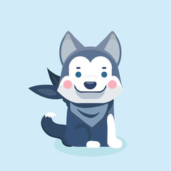 Cute cartoon siberian husky puppy on pastel background. © musicphone1