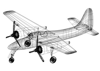 Light Airplane Architect blueprint - isolated