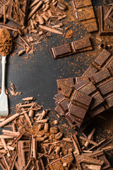 Chocolate Sweet Concept on Dark Background