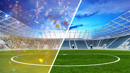 Fußball Stadion nach Sieg oder Niederlage bei WM © Robert Kneschke
