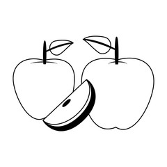 Apples half cut fruit vector illustration graphic design