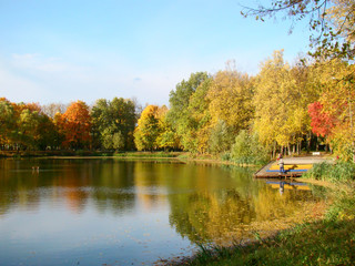 Beautiful autumn view with a pond