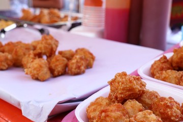 fried nuggets at street food