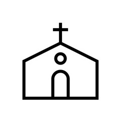 Churchuilding icon lined simple flat style illustration
