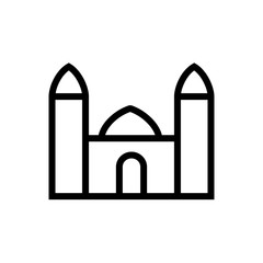 Mosque building icon lined simple flat style illustration