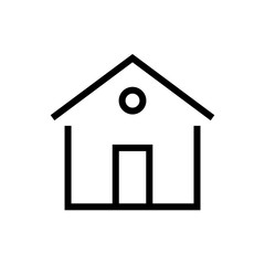 Building icon lined simple flat style illustration