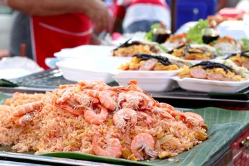 Shrimp fried rice in street food