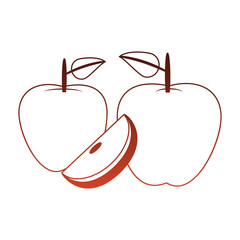 Apples half cut fruit vector illustration graphic design