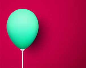 Crimson background with green realistic 3d balloon.