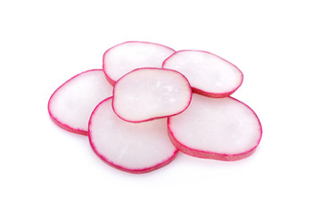 Obraz premium sliced fresh radish on white background