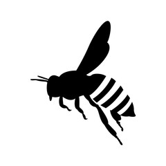 flying honey bee. silhouette honey bee icon vector - obrazy, fototapety, plakaty