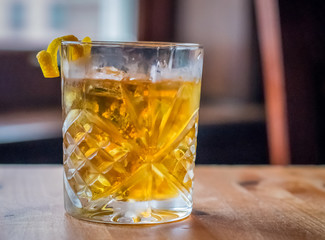 Whiskey Drink with Lemon Peel