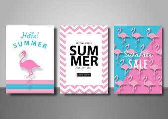Fototapeta na wymiar Summer sale background set vector illustration template
