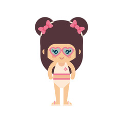 cartoon summer girl in a swimsuit with sunglasses vector