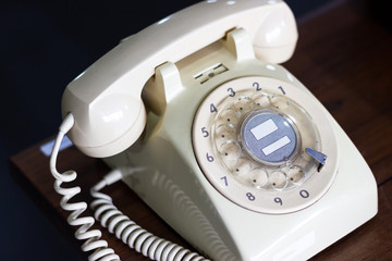 Retro rotary old telephone, the vintage dial style. 