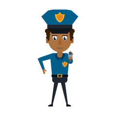 Cop pointing wiht handgun cartoon vector illustration graphic design
