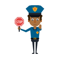 Police with stop road sign vector illustration graphic design