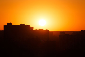 view on sunset in Kyiv, Ukraine