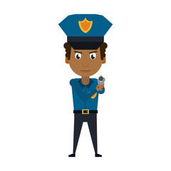 Cop pointing wiht handgun cartoon vector illustration graphic design