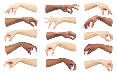 Set of white and black hands making symbols