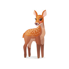 vector spotty fawn, baby red deer, young little bambi 08