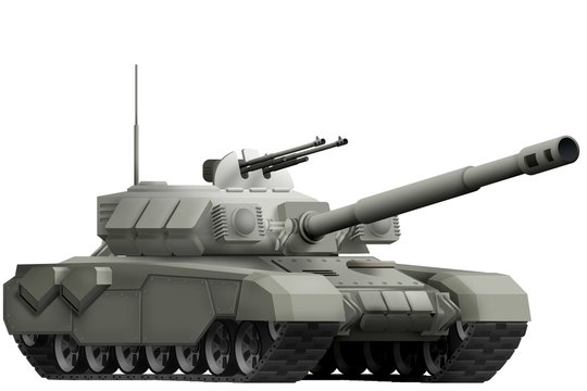 heavy tank with fictional design - isolated object on white background. 3d illustration