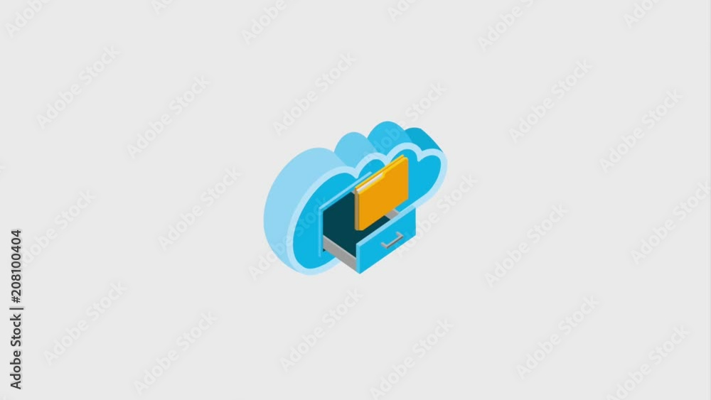 Poster cloud computing drawer settings photo folder storage isometric animation hd