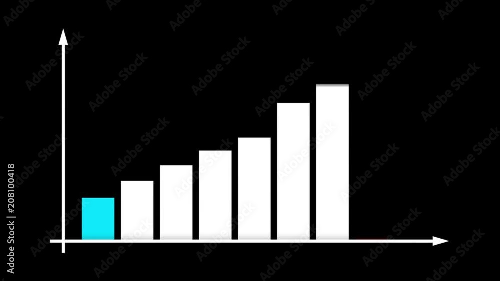 Fototapete an impressive 3d rendering of a bar graph chart with blue, white and red columns increasing and decr