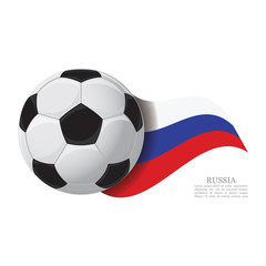 Russia waving flag with a soccer ball. Football team support concept