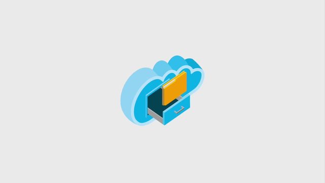 cloud computing drawer settings photo folder storage isometric animation hd