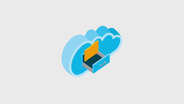 cloud computing drawer security data storage isometric animation hd