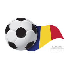 Obraz premium Romania waving flag with a soccer ball. Football team support concept
