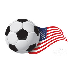 USA waving flag with a soccer ball. Football team support concept
