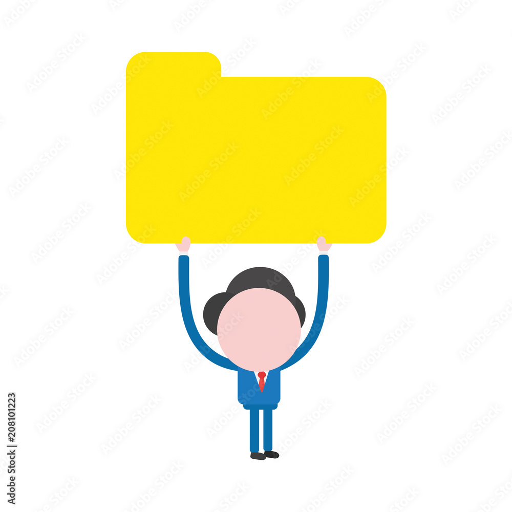 Poster vector businessman character holding closed file folder