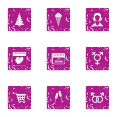 Tryst icons set. Grunge set of 9 tryst vector icons for web isolated on white background