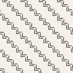 Hand drawn lines seamless grungy pattern. Abstract geometric repeating texture in black and white.
