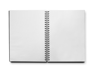 blank realistic spiral notebook isolated on white background