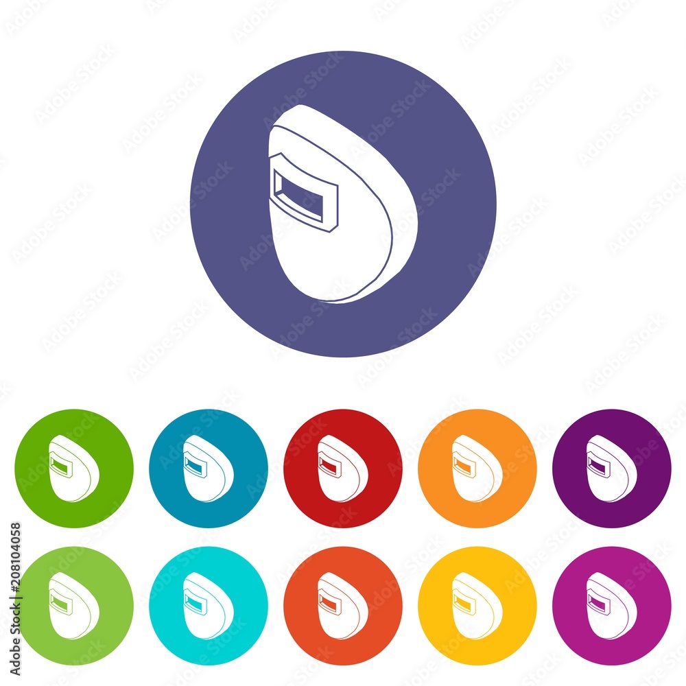 Poster round welding mask icons color set vector for any web design on white background