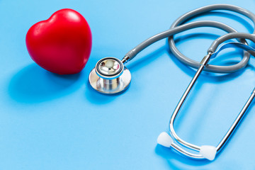 red rubber heart and stethoscope