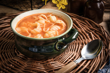 Fresh tomato soup with conchigliette.