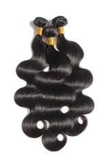 Body wavy black human hair weaves extensions bundles