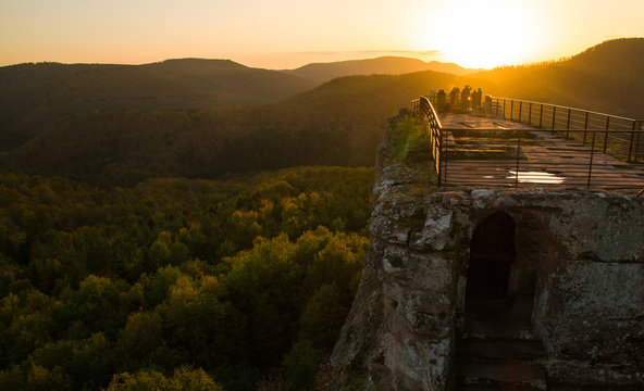 Ausblick auf der Burgruine Fleckenstein in den Vogesen