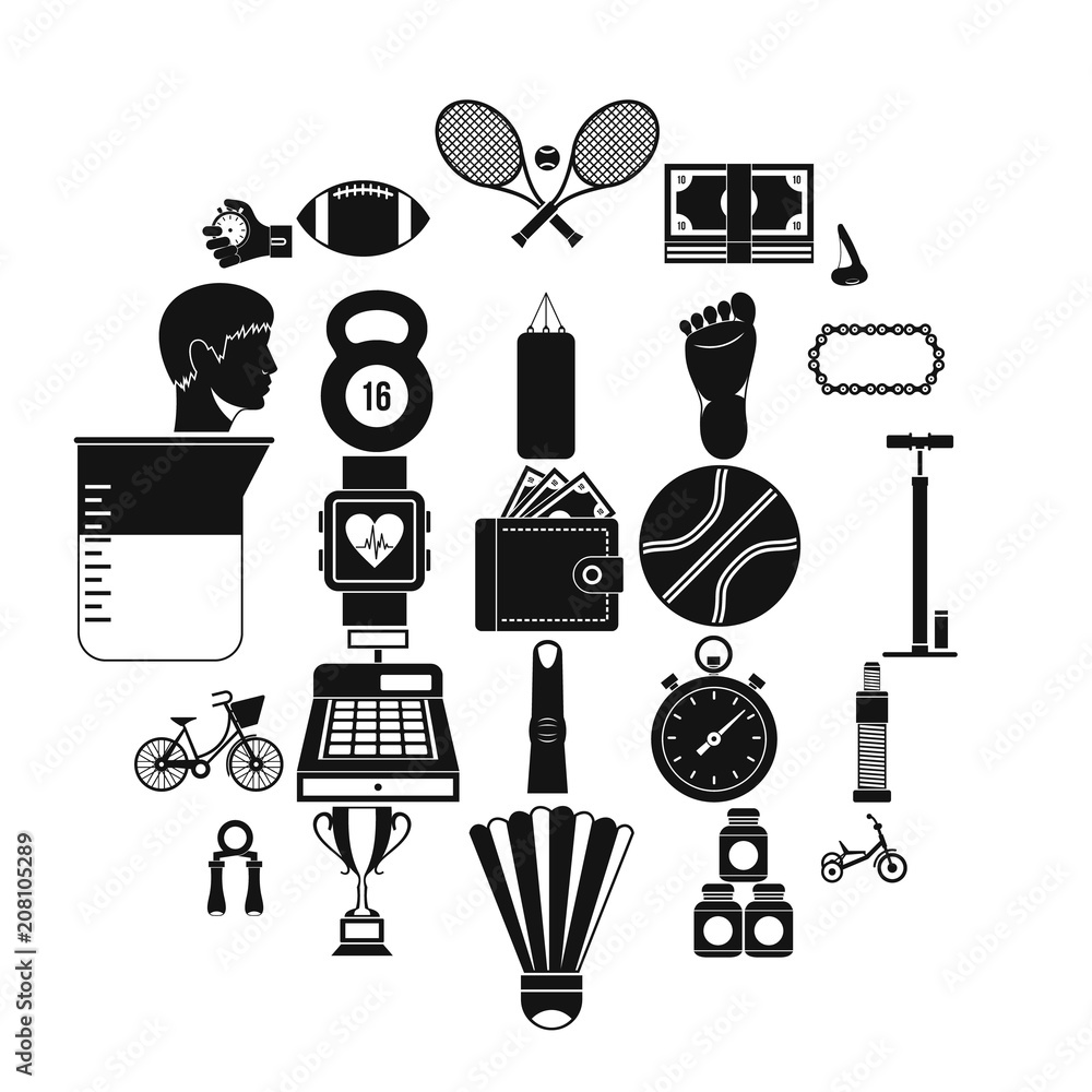 Poster weight for the gym icons set. simple set of 25 weight for the gym vector icons for web isolated on w