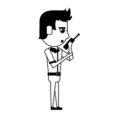 Police officer with radio cartoon vector illustration graphic design