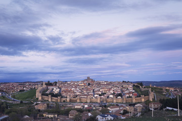 Naklejka premium night views of the city of Ávila in Spain, medieval walled city perfectly preserved